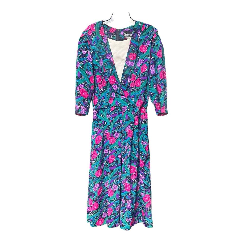 VTG 80s 90s Breli Originals Floral Secretary Dress Sz M USA Cottagecore Prairie
